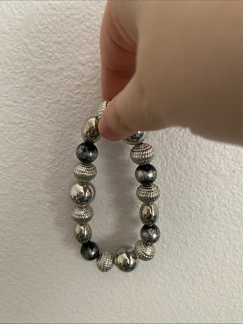 Silver-Tone Beaded Stretch Bracelet
